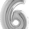 VİTRİNİ 6 Rakamlı 16 İnç Gümüş Renk Folyo Balon 36 CM (Gümüş)