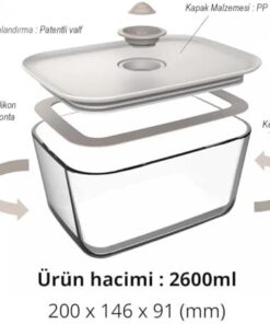 FİKA CLIK DİKDÖRTGEN SAKLAMA KABI 2600ML BEJ