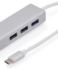 Type C Ethernet 1000Mbps - 1 Gigabit RJ45 adaptör ve 3 USB bağlantı noktası 3.0 Data Hub MacBook Air/Pro iMac Acer Lenovo Asus HP Samsung Huawei ile uyumlu - Gümüş