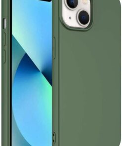 iPhone 14 Plus ile Uyumlu Kılıf Silikon Mara Lansman içi ve Dışı Mat Yüzey Tasarım Kılıf iPhone 14 Plus ile Uyumlu Kamera Koruma Çıkıntılı Koyu Yeşil Renk