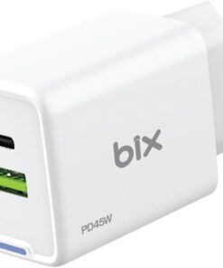 BX2P46G GaN PD 45W Type-C ve USB-A QC 18W Çift Portlu Akım Korumalı Hızlı Şarj Cihazı (Beyaz)