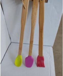 3'lü Spatula Seti,Ahşap Saplı Silikon Spatula Seti