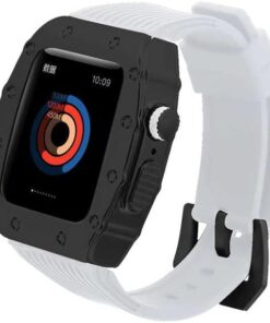 ​​​Apple İle Uyumlu Watch 7 45mm KRD-65 Kordon Beyaz-Siyah