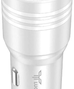 Şarj Cihazı Metal Çift Girişli 3.4A + Type C Kablolu Hızlı Araç Şarj Seti Lucatech LC144, Beyaz