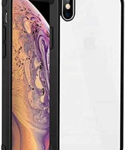 iPhone XS Max Uyumlu Köşe Korumalı Yanları Renkli Arkası Şeffaf Silikon Kılıf (Siyah, iPhone XS Max)