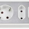 Estilo Köşe Priz Çubuğu 6'lı (Mutfak/Ofis için Paslanmaz Çelik Yüzeyli Masa Prizi, 4 x Topraklı Priz, 2 x Avrupa Priz, 2 x USB) Gümüş/Beyaz