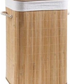 Naturel Oval Banyo Bambu Çamaşır Kirli Sepeti Yuvarlak Kare Naturel (Kare)
