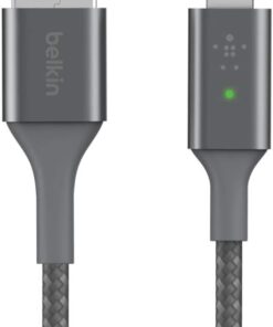 Smart LED Şarj Kablosu USB - Lightning 4 ft/1.2 Metre (Bir Bakışta Şarj Durumunuzu Görün) MFi Sertifikalı - Gri