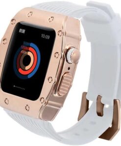 ​​​Apple İle Uyumlu Watch 7 45mm KRD-65 Kordon Beyaz-Rose Gold