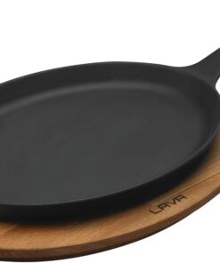 Fajita Tavası ve Ahşap Altlığı, 17x23 cm, Saplı, Oval