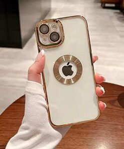 aks iphone 13 uyumlu lens korumalı lazer kılıf gold