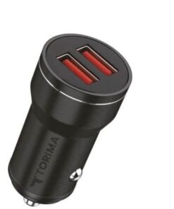 Araç Şarj Cihazı, Araç İçi Şarj Hızlı Başlık ve İphone Lightning Kablo 2.4A Çift USB Girişli, Torima C01, Siyah