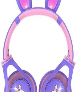 Tananşan Kulaklık renkli led ışıklı Mikrofonlu Bluetooth Kulaklık Çocuk Yetişkin Uygun STEREO BASS mp3 aux sd girişli bugs bunny gibi mor, Teknosepetim, Large