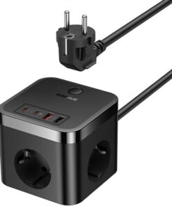 Power Combo Cube 3AC+2U+2C 30W Şarj Cihazı 1.5m.-Siyah