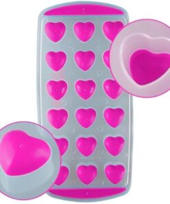 Slikon Tabanlı Kalpli 18 Hazneli Buz Kalıbı (Pembe)