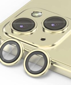 Trend iPhone 15 / iPhone 15 Plus Kamera Camı Lens Koruyucu Halka Set - Light Yellow