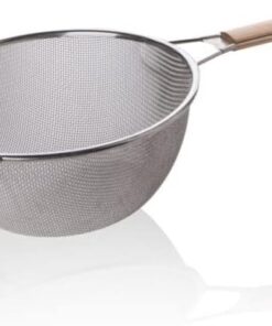 Ahşap Saplı Paslanmaz Çelik Süzgeç, Büyük Boy Metal Süzgeç 24 * 10 Cm - Estetik ve Dayanıklı: Ahşap Saplı Paslanmaz Çelik Süzgeç - Büyük Boy Metal Süzgeç