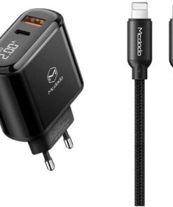 CH-7171 20W PD3.0 Dijital Göstergeli Usb-C iPhone Şarj Kablolu Dual Portlu Hızlı Şarj Cihazı