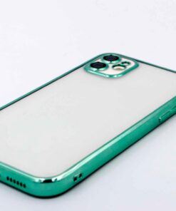 iPhone 11 uyumlu Kenarları Renkli Lazer Kamera Lens Korumalı Lüks Silikon Kılıf (Yeşil)