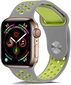 Merkezi Apple Watch 42mm KRD-02 Silikon Kordon NO3 Yeşil-Gri