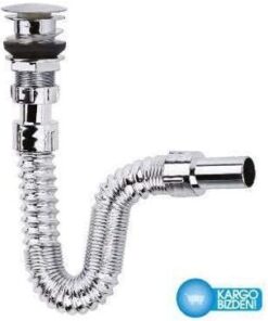 KROM BASMALI SİFON - KÖRÜKLÜ SİFON - LAVABO MUTFAK SİFONU - BAS STOPLU