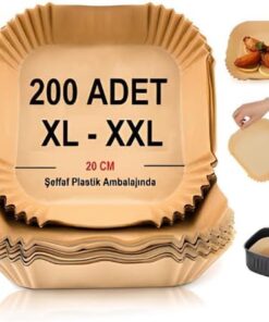 2024 200 Adet Airfryer Pişirme Kağıdı XL-XXL Büyük Boy 20 cm Hava Fritöz Kağıdı Fırın Yağlı Kağıdı Tek Kullanım Kağıt