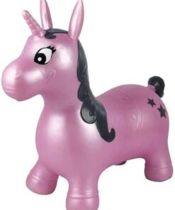 Unicorn şişme atlama makinesi, kapalı ve açık, ergonomik tasarım, el pompası dahil, pembe, BG050UNI