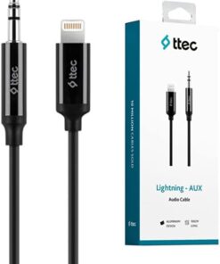 Orijinal Ttec Aux to Lightning iPhone Ses Kablosu 100 cm, 1 metre Siyah 2 Yıl Garantili Yüksek Kalite - 2DK42S