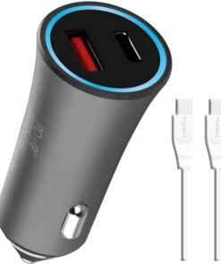 Hepu Araç Içi Şarj Cihazı 3.0 A Qualcomm Pd 20 Watt Fast Hızlı Şarj Aleti Metal Çakmaklık Şarj Type C Kablolu Çift Çıkışlı Yüksek Kalite Hp778