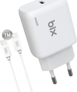 BXUC25TA 25W Type-C PD Hızlı Şarj Adaptörü + 1 Metre 5A Type-C Kablo Siyah iPhone, Huawei Hızlı Şarj Protokolü Destekli BX-UC25TA