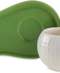Golfline Beyaz Fincan Yeşil Tabak Tekli Fincan Takımı