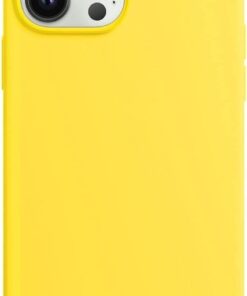 AKSESUAR iphone 14 Pro (6.1) inç İçi Kadife Lansman Silikon Kılıf Şok Emici Full Kasa Koruma Sağlayan Kılıf -Silicone Case Compatible with iPhone 14 Pro Gel Rubber Full Body Protection Cover Case (Sarı)