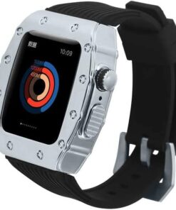 ​​​Apple İle Uyumlu Watch 44mm KRD-65 Kordon Siyah-Gümüş