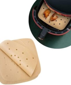 100 Adet Air Fryer Pişirme Kağıdı Tek Kullanımlık Hava Fritöz Yapışmaz Yağlı Kağıt Delikli Model