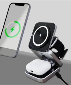 Magsafe Uyumlu 3in1 Kablosuz Şarj Cihazı iPhone Uyumlu Watch Uyumlu Masaüstü Portatif Katlanabilir Taşınabilir Cep Boyutu Şarj Aleti Airpod Uyumlu PB11
