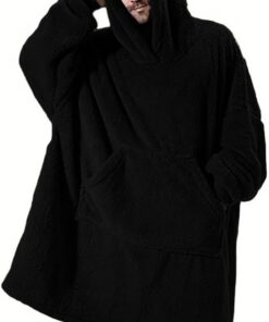 Wellsoft Kapşonlu Giyilebilir Tv Battaniyesi unisex Over size - Siyah