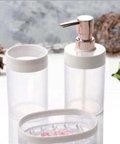 & Brands 3'lü Banyo Sabunluk, Diş Fırçalık, Sıvı Sabunluk Set (Şeffaf)