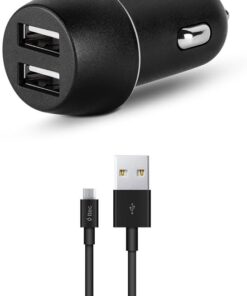 SmartCharger Duo 3.1A Araç Şarj Aleti Çift USB + Micro USB Kablo Siyah