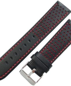 Deri Saat Kayışı 20mm Kordon Siyah 1. Kalite Spor Kırmızı