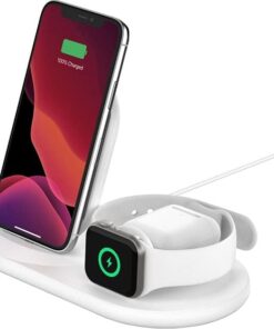 3'ü 1 Arada Kablosuz Şarj Cihazı ,iPhone, Apple Watch ve AirPods için 7,5 W Kablosuz Şarj İstasyonu, Kablosuz Şarj Standı, iPhone Şarj Standı, Apple Watch Şarj Standı, Beyaz,WIZ001VFWH