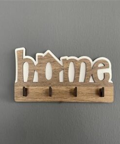 Home Ahşap Duvar Dekoru Anahtar Askısı Dekoratif Anahtar Askılığı Hediyelik (17x9cm) (Kahverengi)