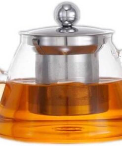 Cam Bitki Çayı Demliği 500 ml - Çelik Süzgeçli Demlik