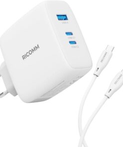 140W GaN 3 Portlu USB-C + USB-A Şarj Aleti QC5.0 PD3.1 iPhone, iPad, Samsung, Xiaomi, Notebook, Macbook Air Uyumlu Destekli Type-C Hızlı Şarj Cihazı + 2 Metre Type-C to Type-C Şarj Kablosu
