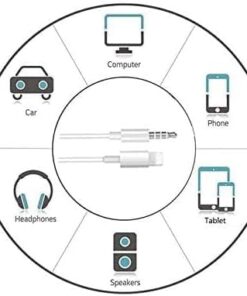 İphone İle Uyumlu Lightning to Aux Çevirici Kablo, 3.5 Stereo Aux Kablo 1 Metre