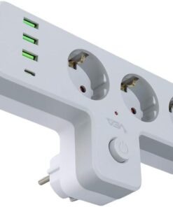 Lua Anahtarlı Topraklı Priz Adaptörü, 3 SOKETLİ 3xUSB 2.4A, 1xTYPE-C 20 watt, AKIM KORUMALI PRİZ, 10 A, 2500 W, Duvar Fişi, USB Fişi, USB C Bağlantı Noktalı, Hızlı Şarj,