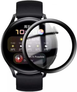 Huawei Watch GT3 42mm Uyumlu Akıllı Saat için Tam Kaplayan PMMA Ekran Koruyucu Cam (Siyah, Huawei Watch GT3 42mm)