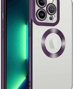 aks iphone 12 pro max uyumlu lens korumalı lazer kılıf mor
