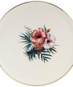 Exotic Çiçek Desen 1 20 cm Düz Tabak, Porselen