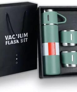 Village Concept Paslanmaz Çelik Çift Katmanlı Vakum Yalıtım Termos 3’lü Çay Kahve Fincanı Seyahat Kamp Ofis (Yeşil)
