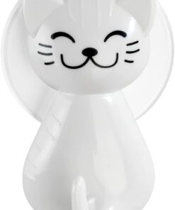 Kancası Kedi Beyaz - Duvar Askısı, Elbise Askısı, Plastik (ABS), 6 x 9,5 x 5,5 cm, Beyaz